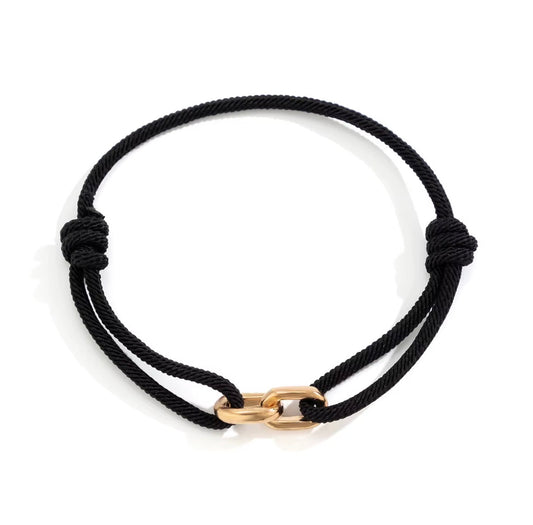VANTA Gold & Black Cord Statement Bracelet