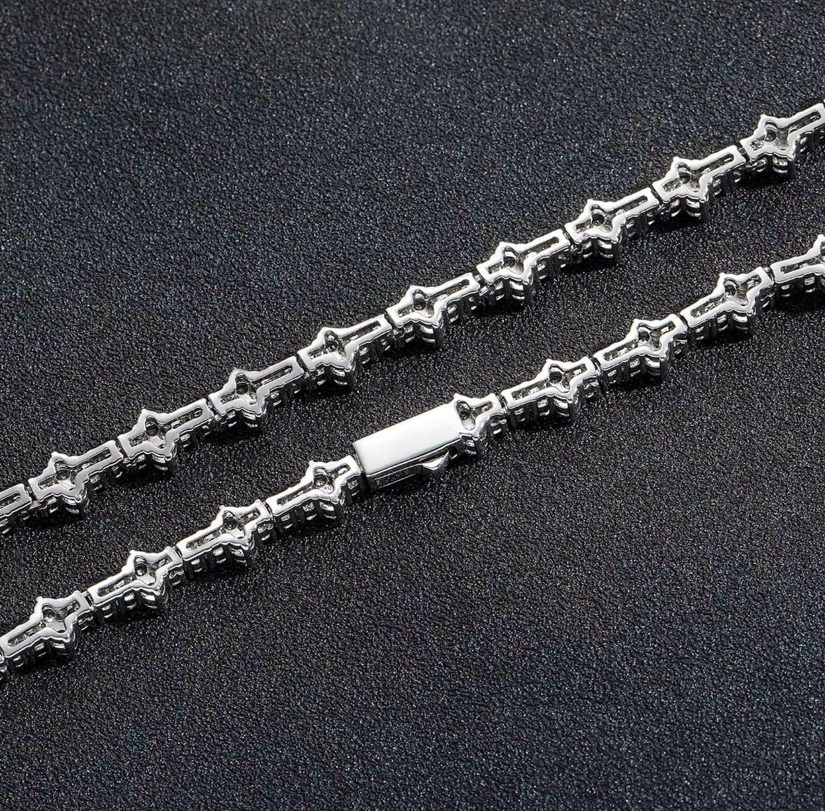 NOVA Silver - ICED OUT crossed Bracelet